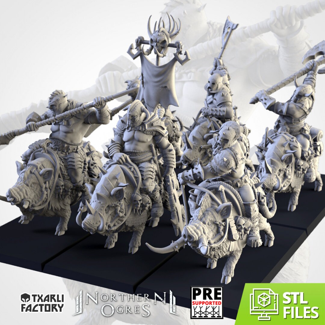 Grimhorn Rhinox Rider Proxies (Boar Riders) | Northern Ogres | Resin 3 ...