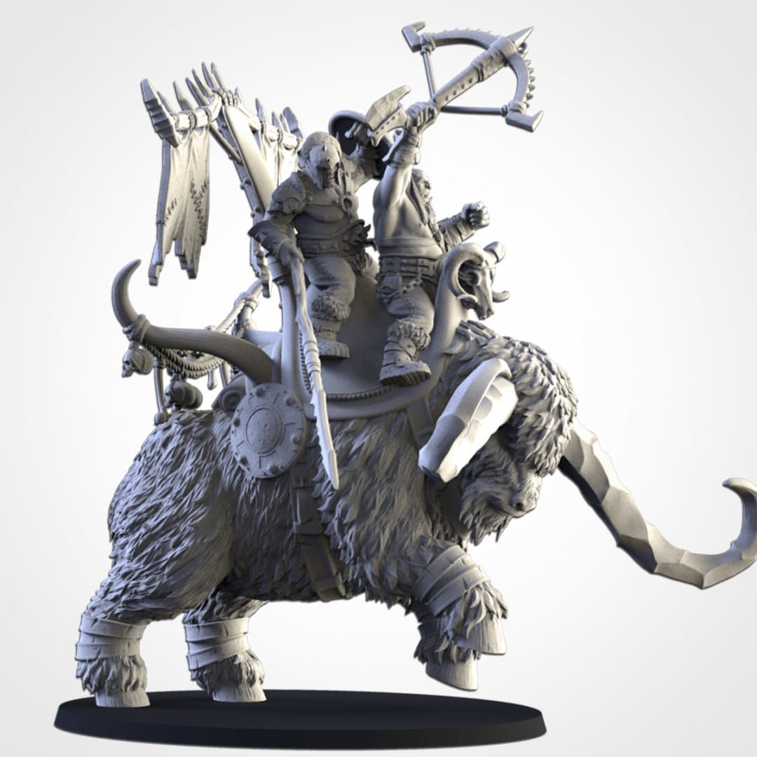 Ogres on War Mammoth| Northern Ogres | Resin 3D Printed Miniature | Txarli Factory | RPG | D&D | Warhammer