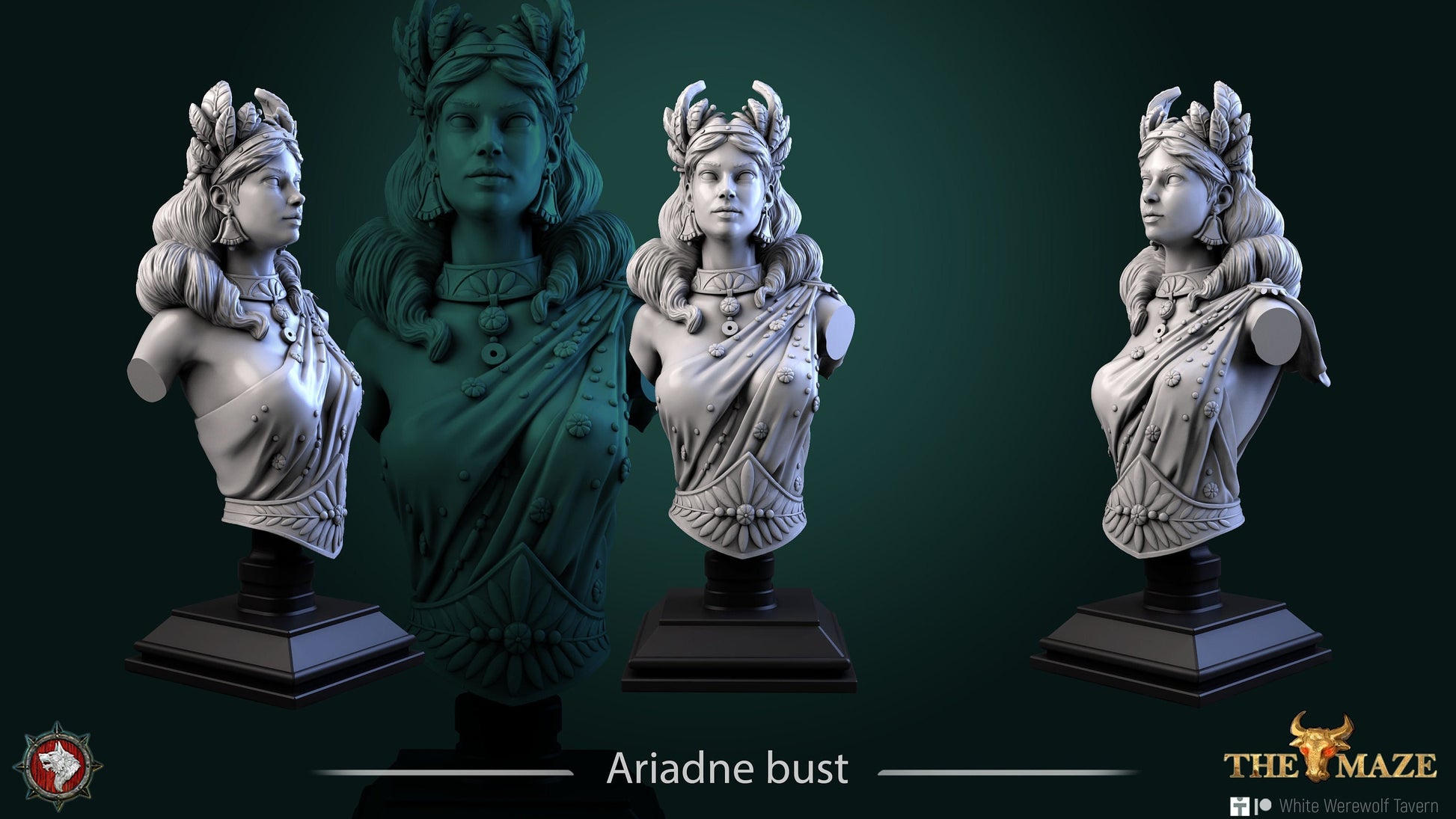 Ariadne | Bust | Resin 3D Printed Miniature | White Werewolf Tavern