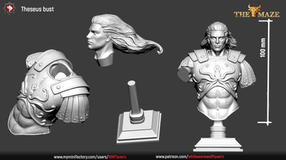 Theseus | Bust | Resin 3D Printed Miniature | White Werewolf Tavern