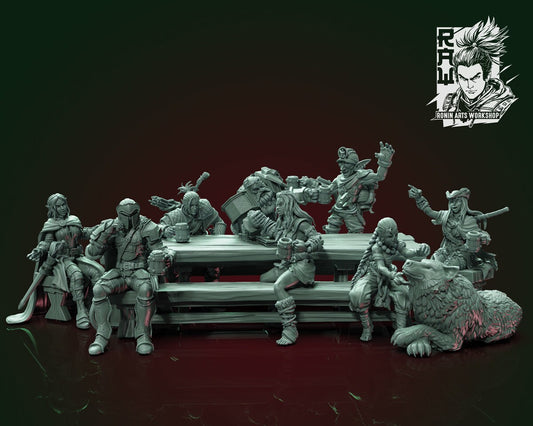 Tavern Scene with Serving Wench | Multiple Scales | Resin 3D Printed Miniature | Ronin Arts Workshop