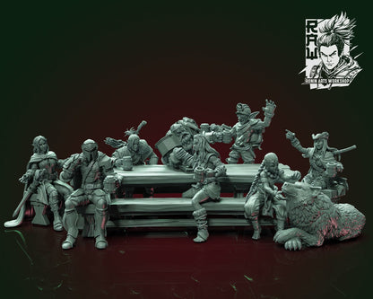 Tavern Scene with Serving Wench | Multiple Scales | Resin 3D Printed Miniature | Ronin Arts Workshop