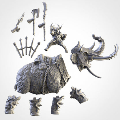 Ogre Khan on War Mammoth| | Northern Ogres | Resin 3D Printed Miniature | Txarli Factory | RPG | D&D