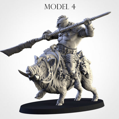 Grimhorn Rhinox Rider Proxies (Boar Riders) | Northern Ogres | Resin 3D Printed Miniature | Txarli Factory | RPG | D&D