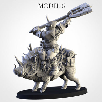 Grimhorn Rhinox Rider Proxies (Boar Riders) | Northern Ogres | Resin 3D Printed Miniature | Txarli Factory | RPG | D&D