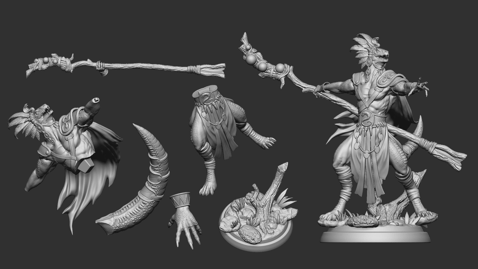 Lizard Sorcerer | Impassable Swamps | Multiple Scales | Resin 3D Printed Miniature | White Werewolf Tavern