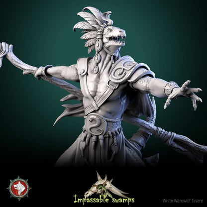 Lizard Sorcerer | Impassable Swamps | Multiple Scales | Resin 3D Printed Miniature | White Werewolf Tavern