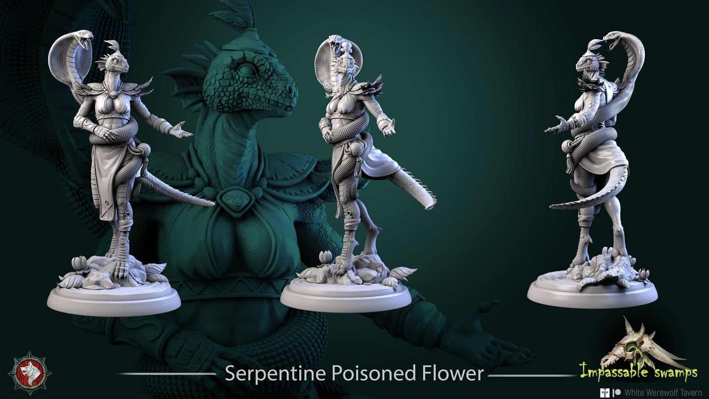 Serpentine Poisoned Flower | Impassable Swamps | Multiple Scales | Resin 3D Printed Miniature | White Werewolf Tavern