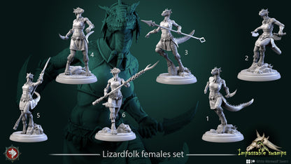 Lizardfolk Female Warriors | Impassable Swamps | Resin 3D Printed Miniature | White Werewolf Tavern | RPG | D&D | DnD
