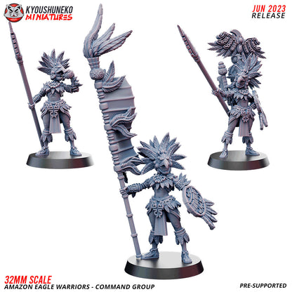 Amazon Eagle Warriors with Spears | Resin 3D Printed Miniatures | Kyoushuneko | Table Top Gaming | RPG | D&D | Pathfinder