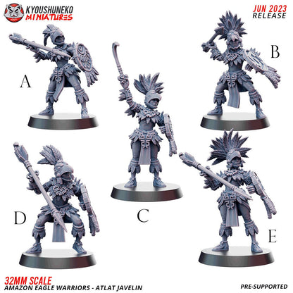 Amazon Eagle Warriors with Javelins | Resin 3D Printed Miniatures | Kyoushuneko | Table Top Gaming | RPG | D&D | Pathfinder