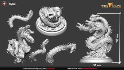 Hydra Monster | The Maze | Resin 3D Printed Miniature | White Werewolf Tavern