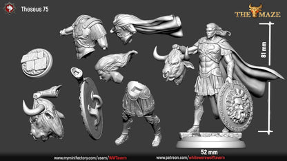 Theseus | The Maze | Multiple Scales | Resin 3D Printed Miniature | White Werewolf Tavern