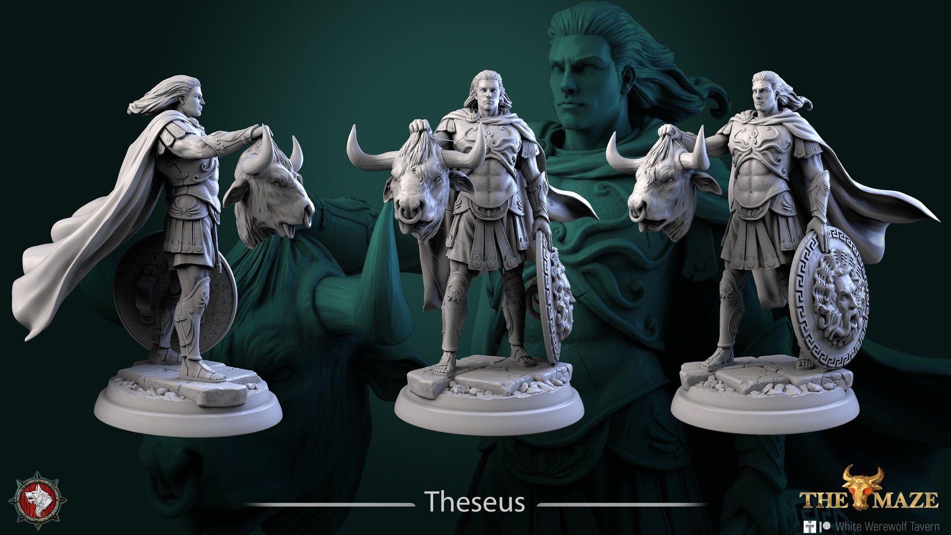Theseus | The Maze | Multiple Scales | Resin 3D Printed Miniature | White Werewolf Tavern