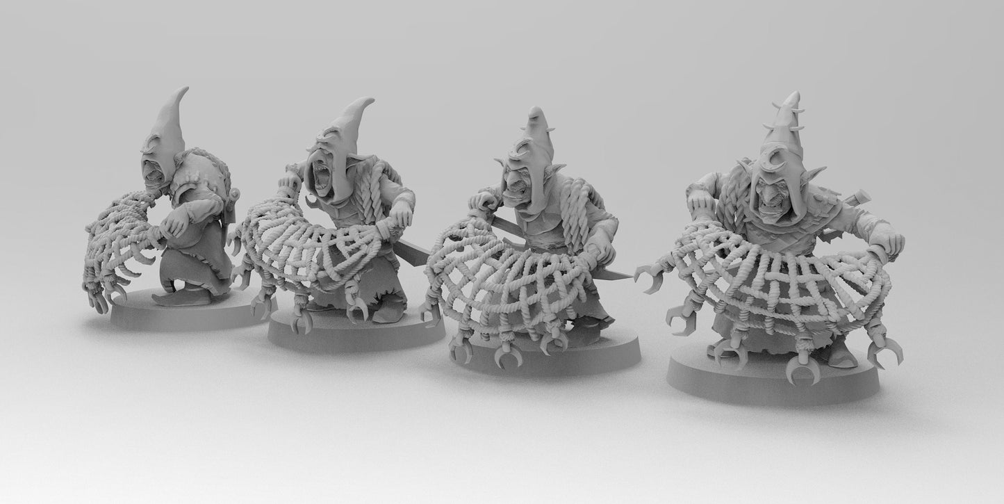 Night Shift Gobboz- Net Tossers | Greenskins | Resin 3D Printed Miniatures | EmanG | Table Top Gaming | RPG | D&D | Pathfinder