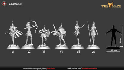 Amazons | The Maze | Resin 3D Printed Miniature | White Werewolf Tavern | RPG | D&D | DnD