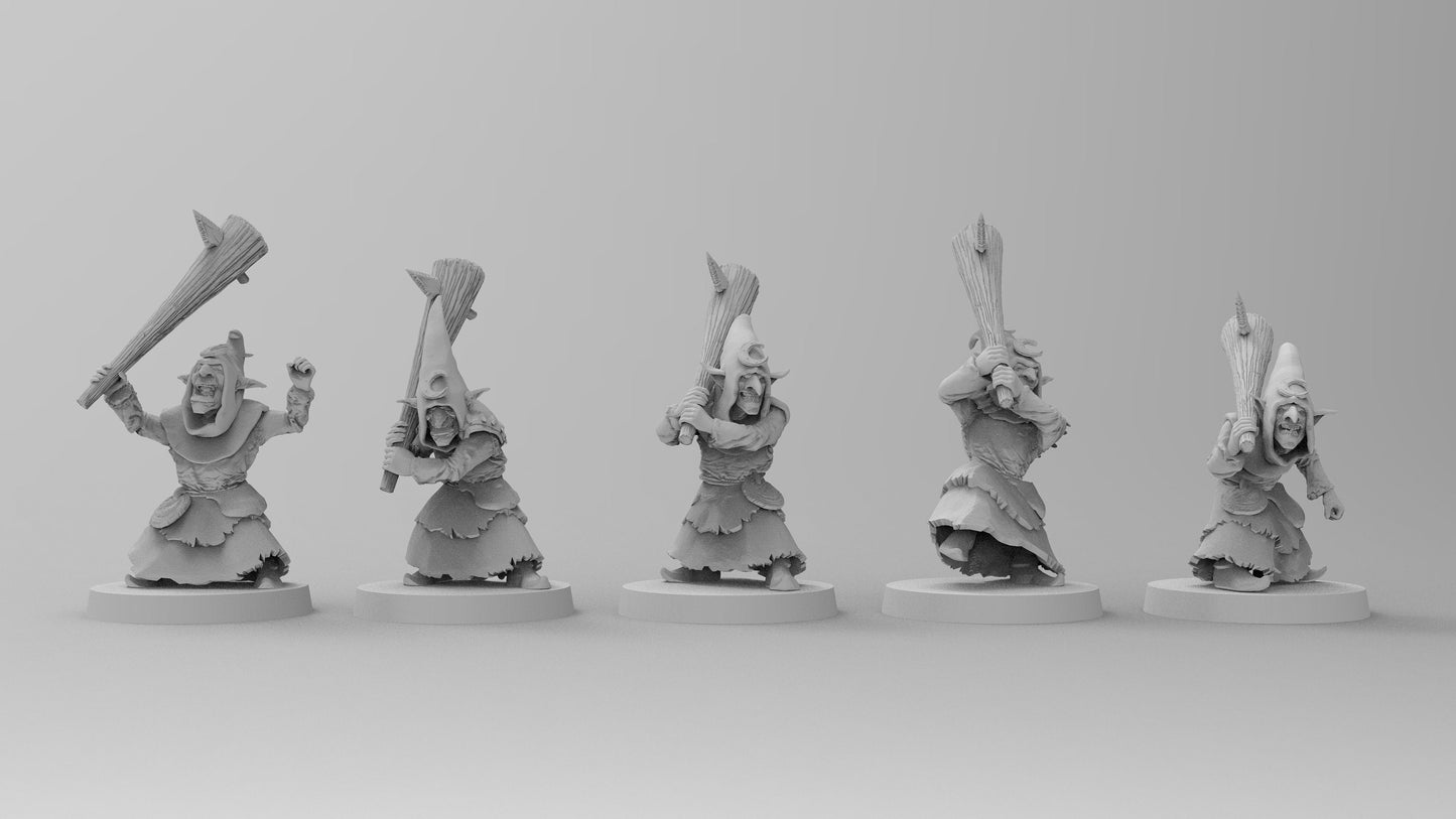 Night Shift Gobboz - Club Holders | Greenskins | Resin 3D Printed Miniatures | EmanG | Table Top Gaming | RPG | D&D | Pathfinder