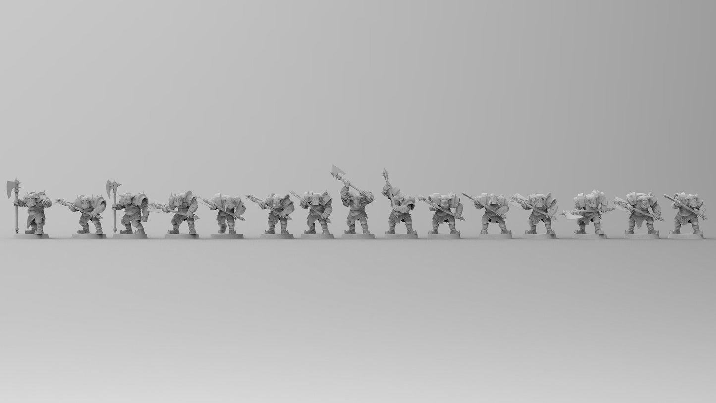 Black-Armored Orcs - Great Axes | Gitz and Gobbos | Resin 3D Printed Miniatures | EmanG | Table Top Gaming | RPG | D&D | Pathfinder