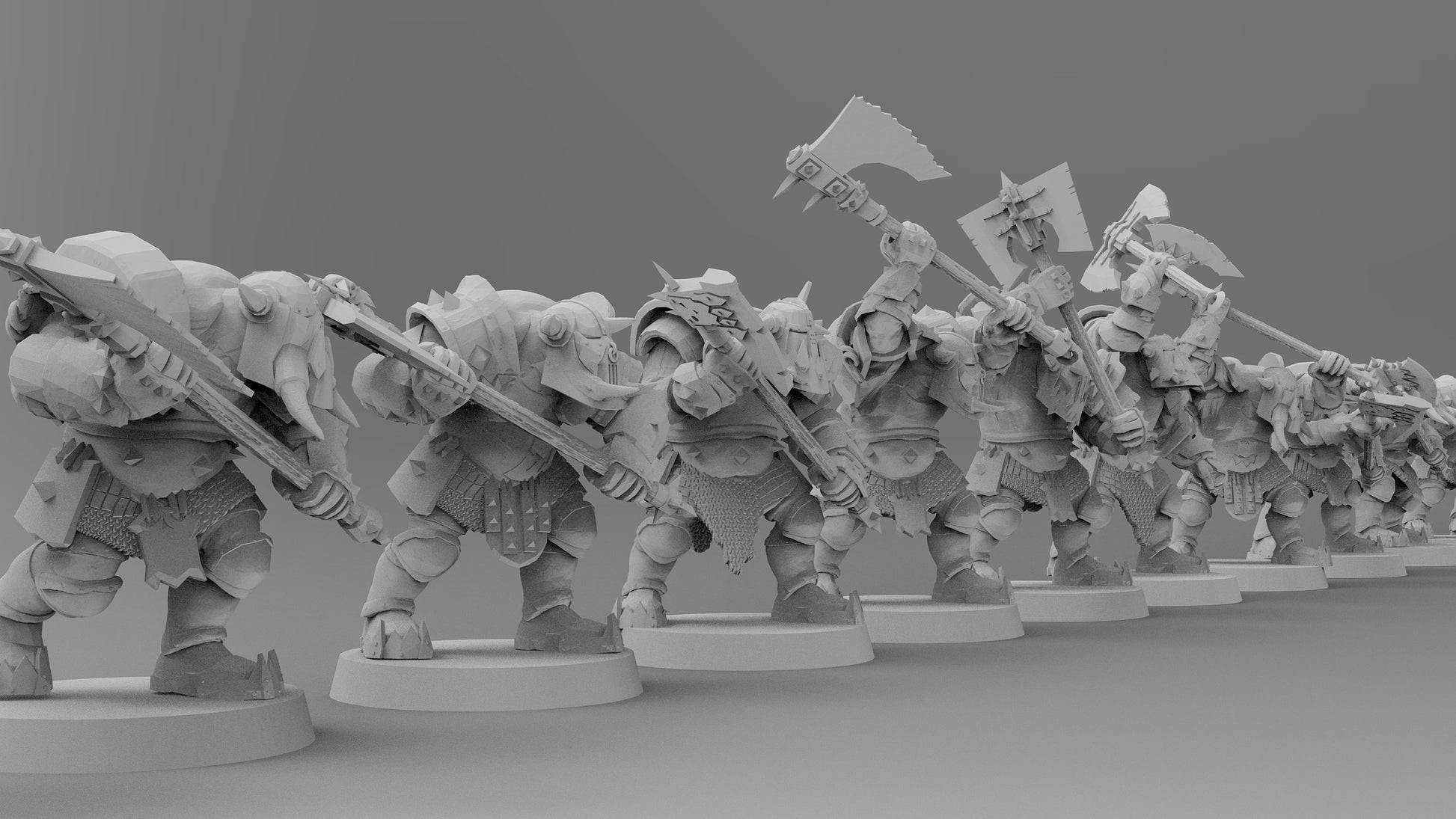 Black-Armored Orcs - Great Axes | Gitz and Gobbos | Resin 3D Printed Miniatures | EmanG | Table Top Gaming | RPG | D&D | Pathfinder