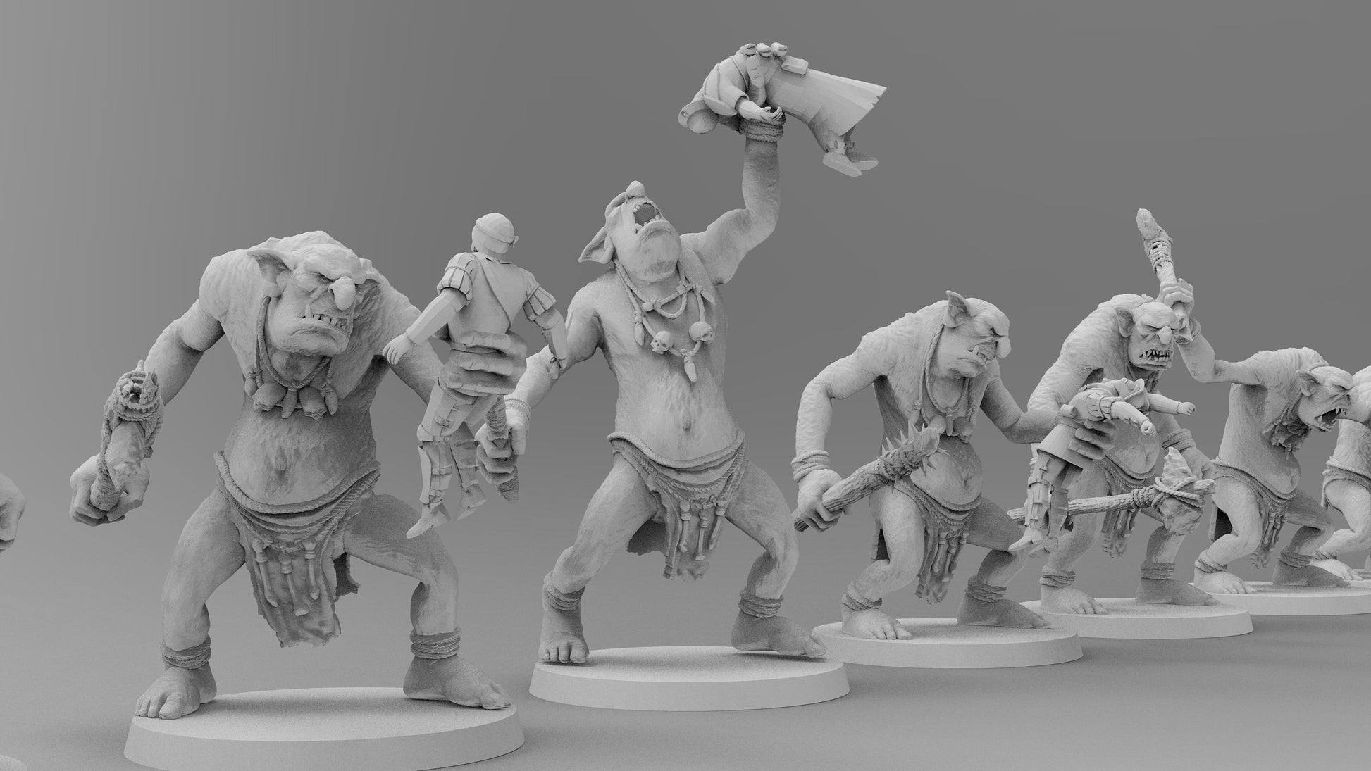 Rock Trolls | Many Poses | Gitz and Gobboz | Resin 3D Printed Miniatures | EmanG | Table Top Gaming | RPG | D&D | Pathfinder