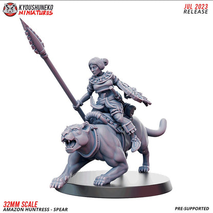 Panther Huntresses with Spears | Amazons | Resin 3D Printed Miniatures | Kyoushuneko | Table Top Gaming | RPG | D&D