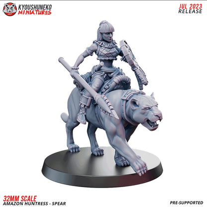Panther Huntresses with Spears | Amazons | Resin 3D Printed Miniatures | Kyoushuneko | Table Top Gaming | RPG | D&D