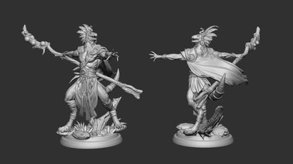 Lizard Sorcerer | Impassable Swamps | Multiple Scales | Resin 3D Printed Miniature | White Werewolf Tavern