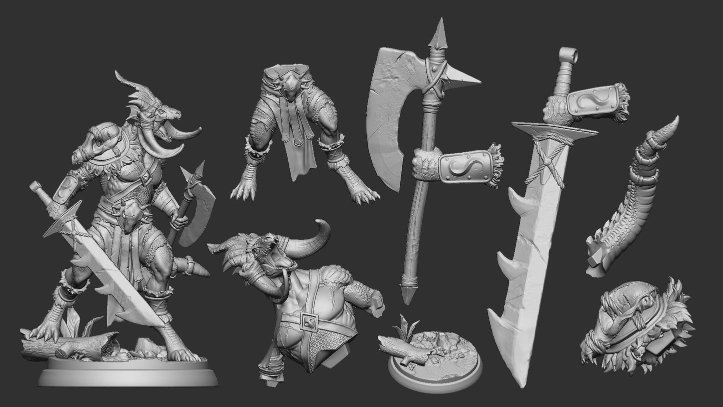 Lizardfolk Warlord | Impassable Swamps | Multiple Scales | Resin 3D Printed Miniature | White Werewolf Tavern