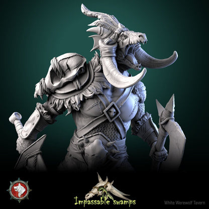 Lizardfolk Warlord | Impassable Swamps | Multiple Scales | Resin 3D Printed Miniature | White Werewolf Tavern