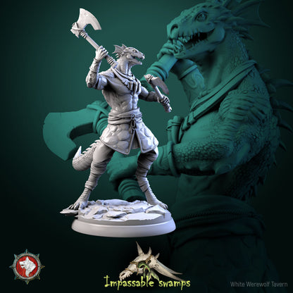 Lizardfolk Warriors | Impassable Swamps | Resin 3D Printed Miniature | White Werewolf Tavern | RPG | D&D | DnD