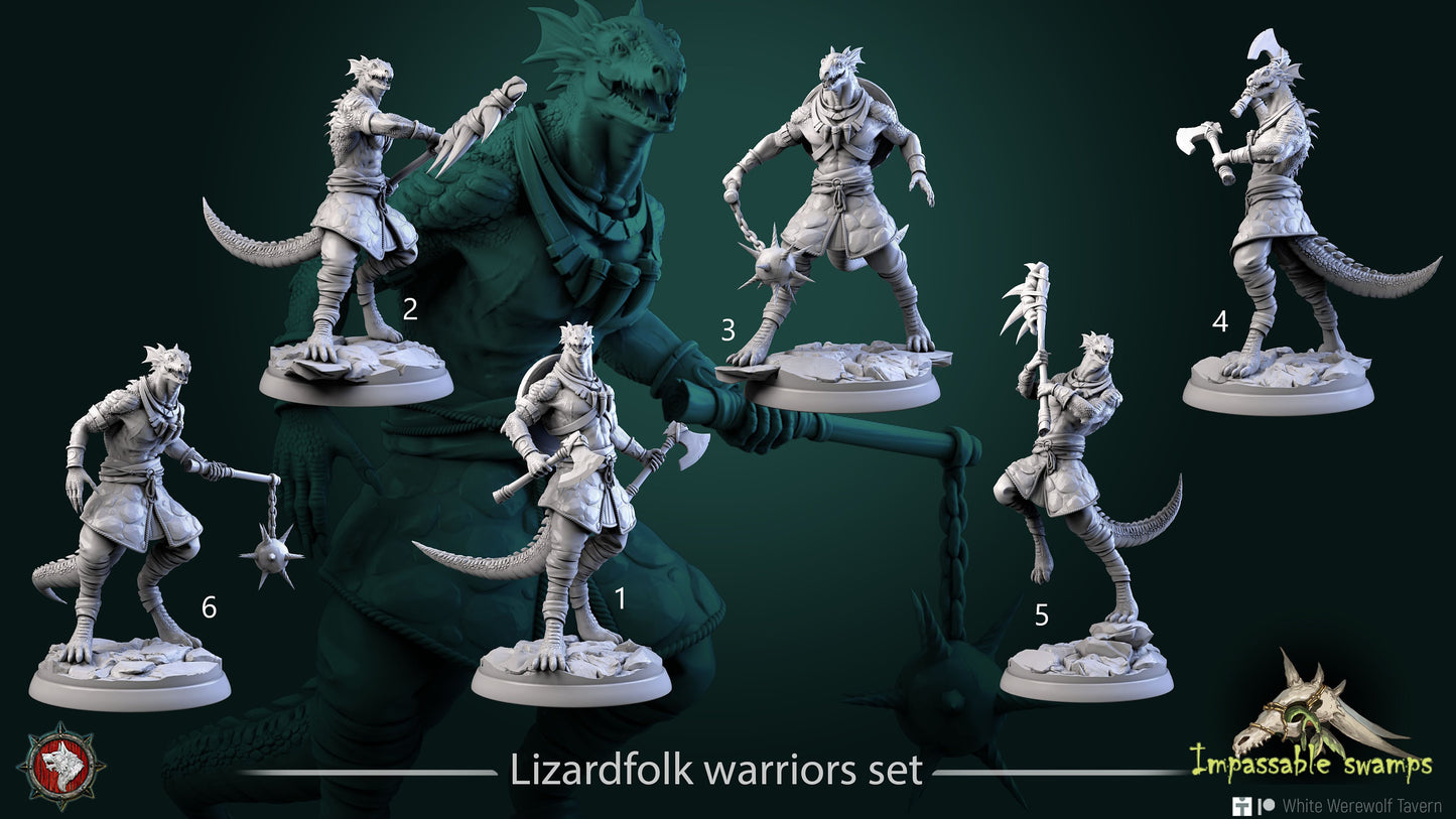 Lizardfolk Warriors | Impassable Swamps | Resin 3D Printed Miniature | White Werewolf Tavern | RPG | D&D | DnD
