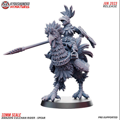Amazon Culchan (Chocobo) Riders | Amazons | Resin 3D Printed Miniatures | Kyoushuneko | Table Top Gaming | RPG | D&D