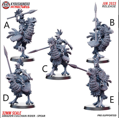 Amazon Culchan (Chocobo) Riders | Amazons | Resin 3D Printed Miniatures | Kyoushuneko | Table Top Gaming | RPG | D&D