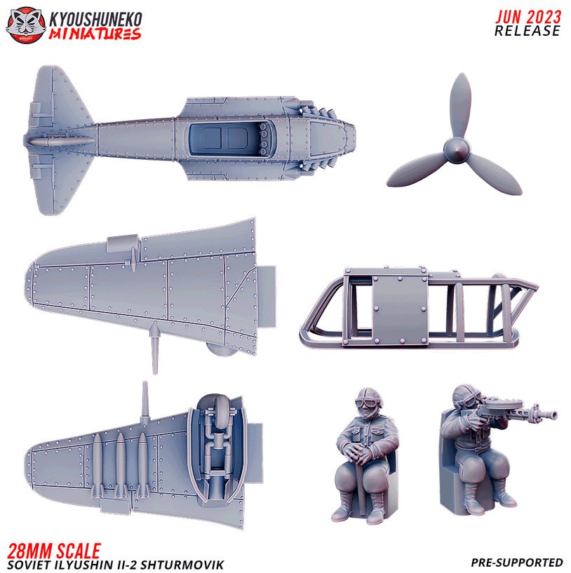 WW2 Soviet Ilyushin II-2 Shturmovik | Ground Attack Plane | Resin 3D Printed Miniature | Kyoushuneko