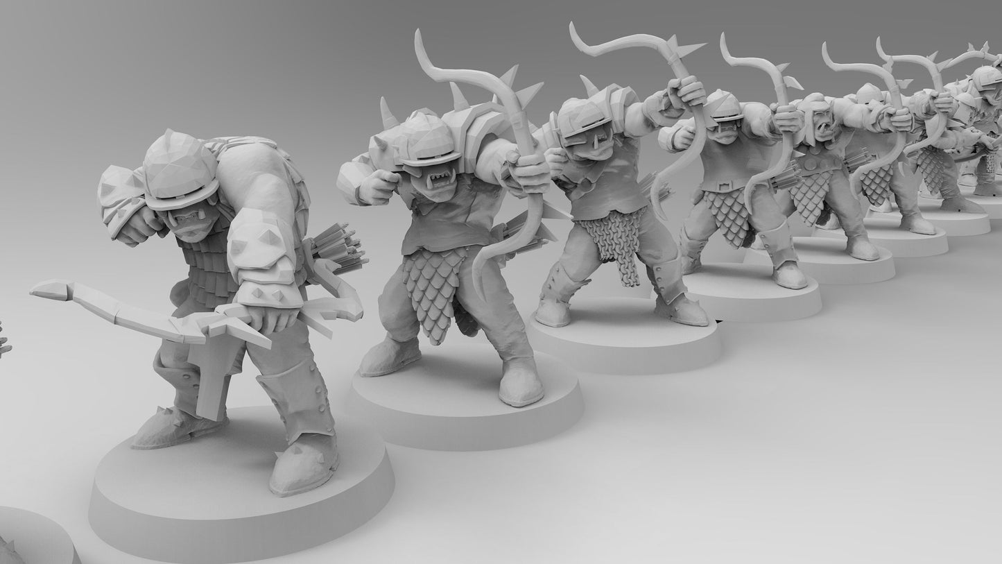 Orc Archers | Greenskins | Resin 3D Printed Miniatures | EmanG | Table Top Gaming | RPG | D&D | Pathfinder