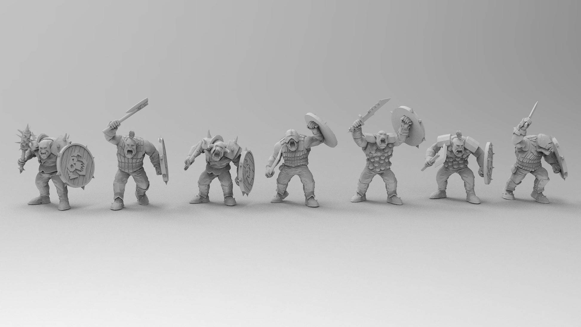 Orc Fighters | Greenskins | Resin 3D Printed Miniatures | EmanG | Table Top Gaming | RPG | D&D | Pathfinder