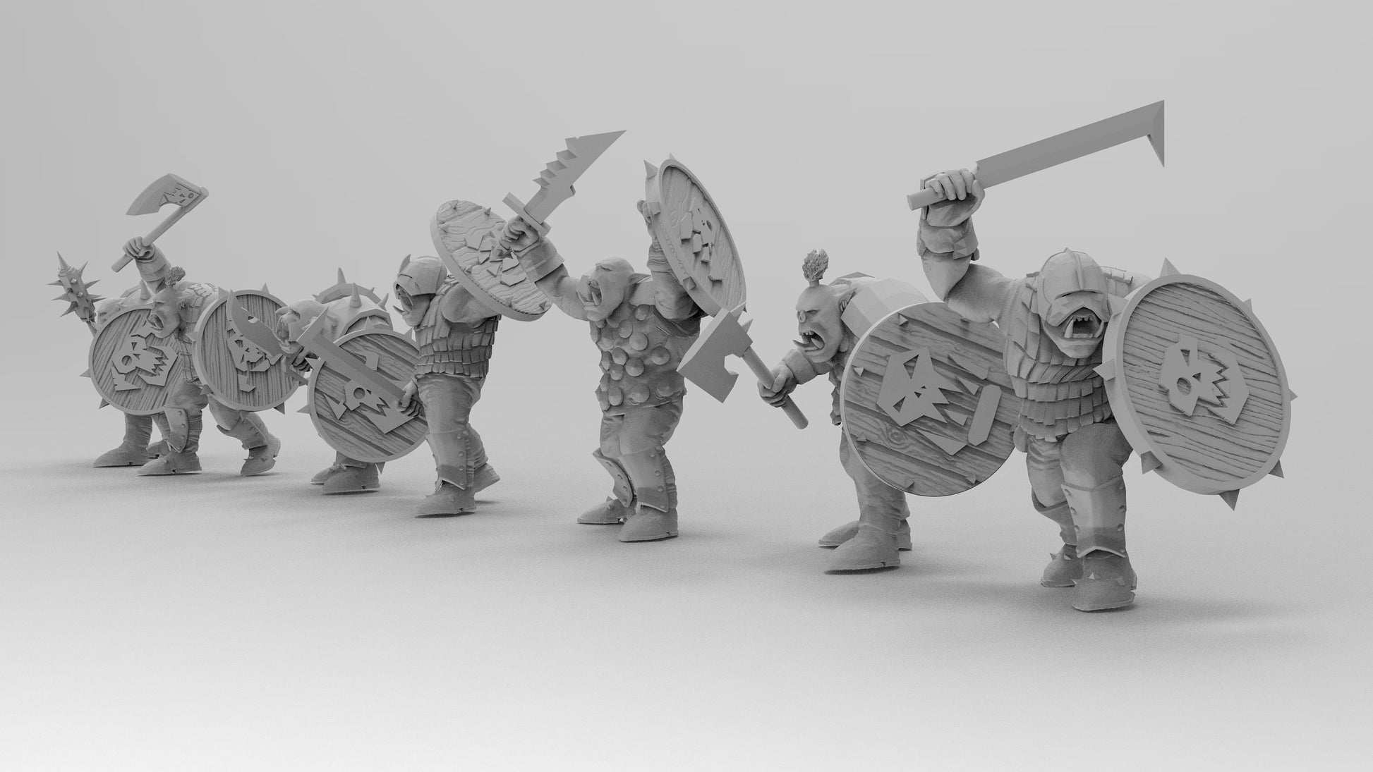 Orc Fighters | Greenskins | Resin 3D Printed Miniatures | EmanG | Table Top Gaming | RPG | D&D | Pathfinder