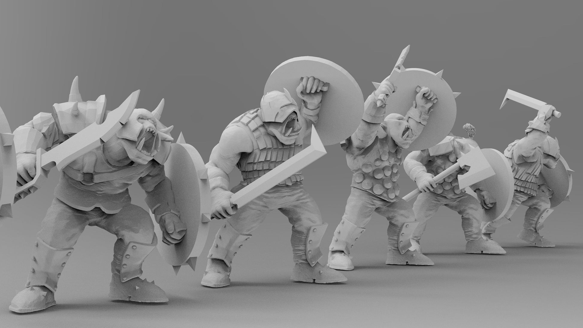 Orc Fighters | Greenskins | Resin 3D Printed Miniatures | EmanG | Table Top Gaming | RPG | D&D | Pathfinder