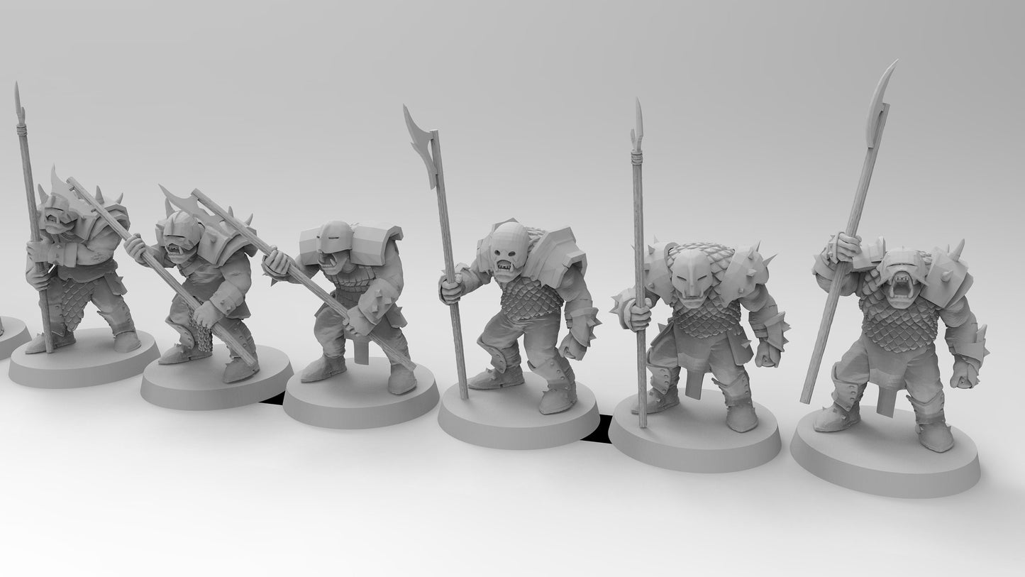 Orc Pikemen | Greenskins | Resin 3D Printed Miniatures | EmanG | Table Top Gaming | RPG | D&D | Pathfinder