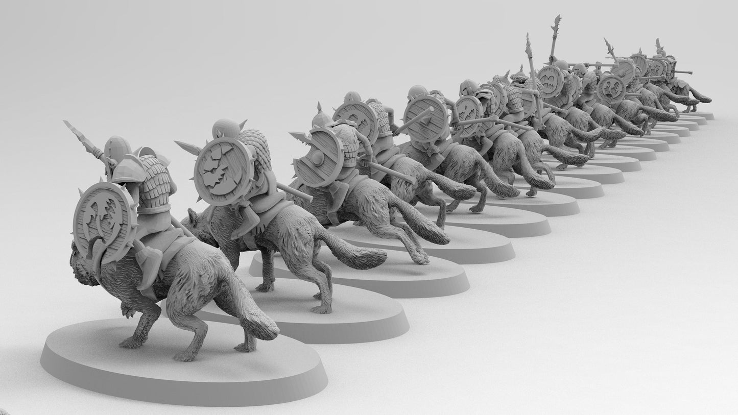 Goblin Wolf Cavalry | Greenskins | Resin 3D Printed Miniatures | EmanG | Table Top Gaming | RPG | D&D | Pathfinder