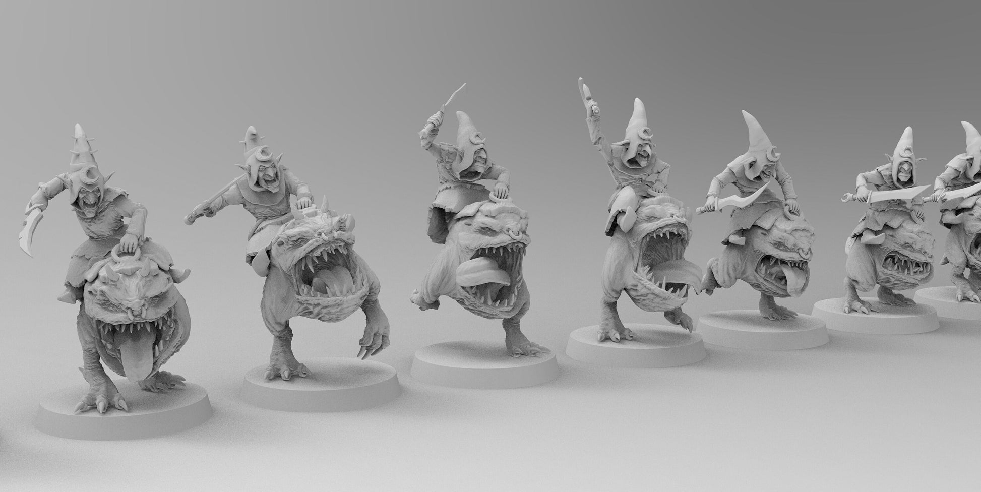 Night Shift Goblin Beast Riders | Greenskins | Resin 3D Printed Miniatures | EmanG | Table Top Gaming | RPG | D&D | Pathfinder