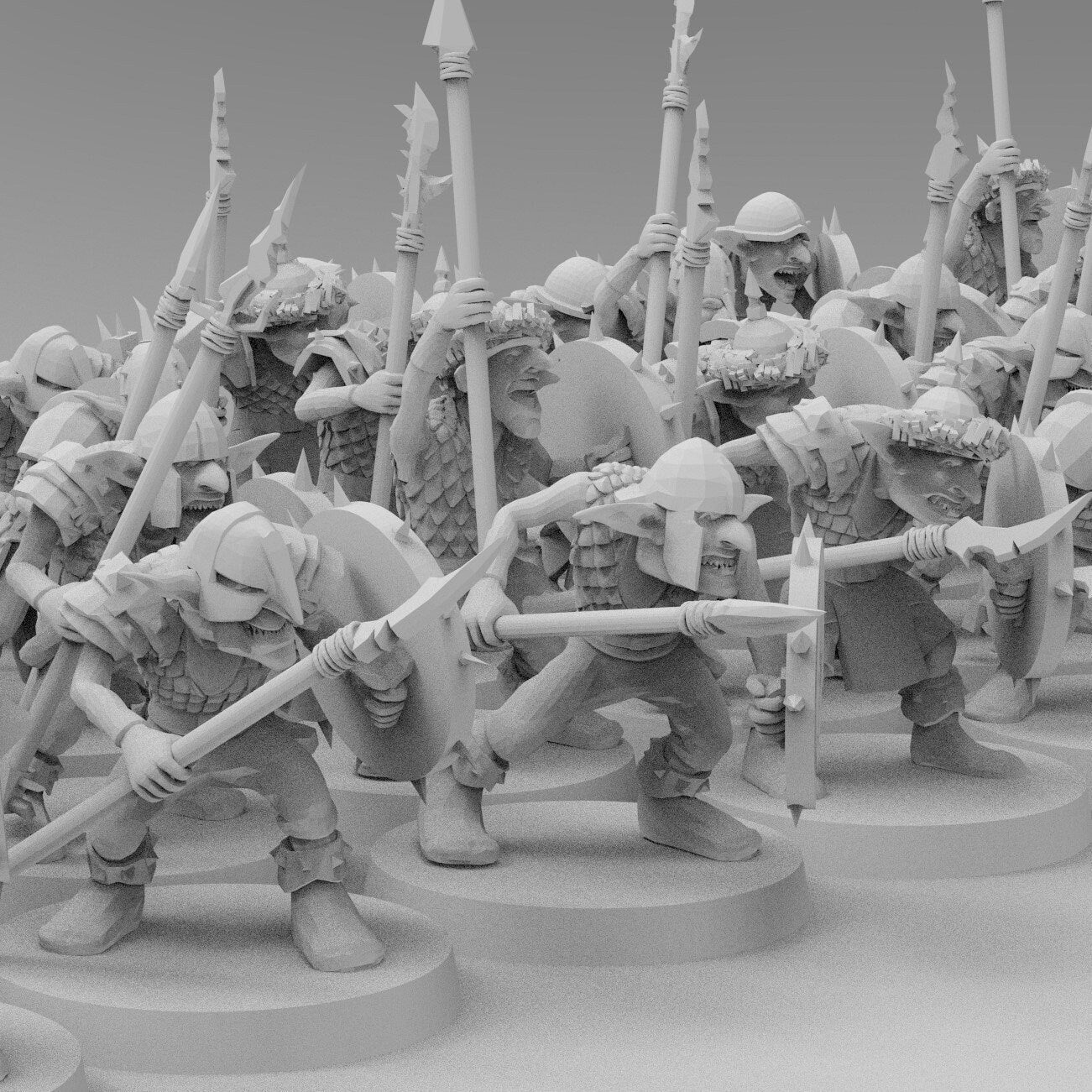 Goblins - Spears and Shields | Greenskins | Resin 3D Printed Miniatures | EmanG | Table Top Gaming | RPG | D&D | Pathfinder