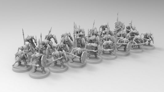 Goblins - Spears and Shields | Greenskins | Resin 3D Printed Miniatures | EmanG | Table Top Gaming | RPG | D&D | Pathfinder