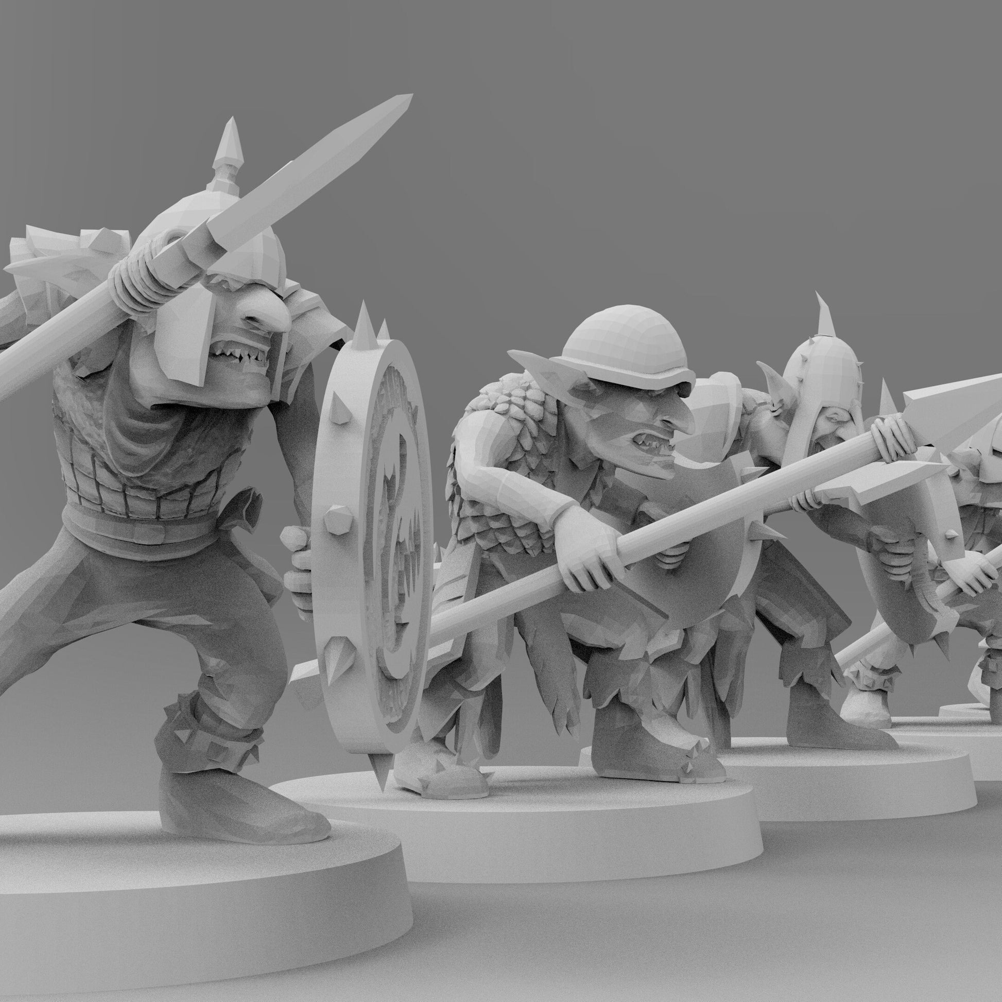 Goblins - Spears and Shields | Greenskins | Resin 3D Printed Miniatures | EmanG | Table Top Gaming | RPG | D&D | Pathfinder