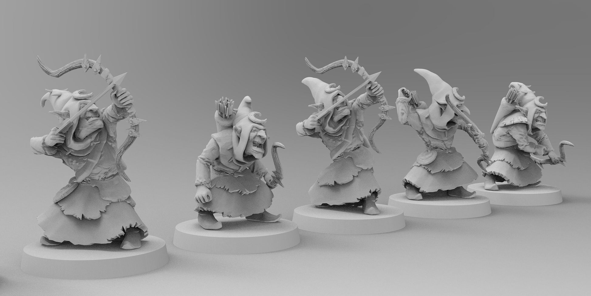 Night Shift Gobboz - Archers | Greenskins | Resin 3D Printed Miniatures | EmanG | Table Top Gaming | RPG | D&D | Pathfinder