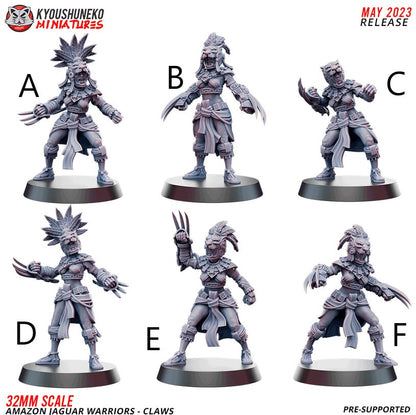 Amazon Jaguar Warriors with Claws | Resin 3D Printed Miniatures | Kyoushuneko | Table Top Gaming | RPG | D&D | Pathfinder
