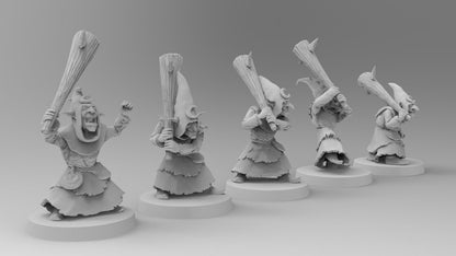 Night Shift Gobboz - Club Holders | Greenskins | Resin 3D Printed Miniatures | EmanG | Table Top Gaming | RPG | D&D | Pathfinder