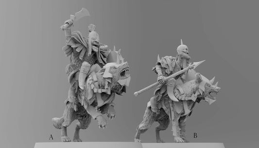 Mounted Boss Gobboz on Wolves | Greenskins | Resin 3D Printed Miniatures | EmanG | Table Top Gaming | RPG | D&D | Pathfinder