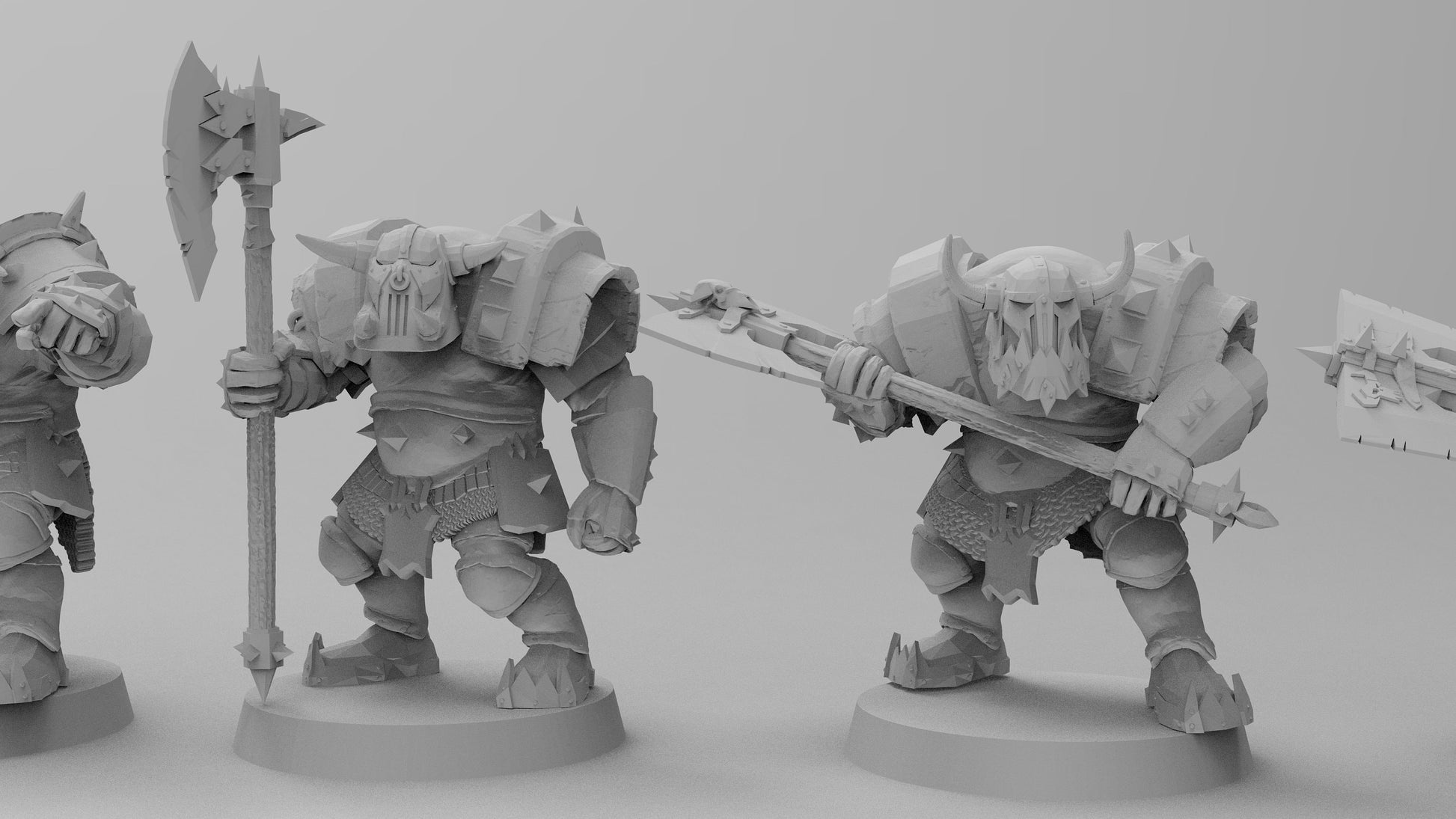 Black-Armored Orcs - Great Axes | Gitz and Gobbos | Resin 3D Printed Miniatures | EmanG | Table Top Gaming | RPG | D&D | Pathfinder