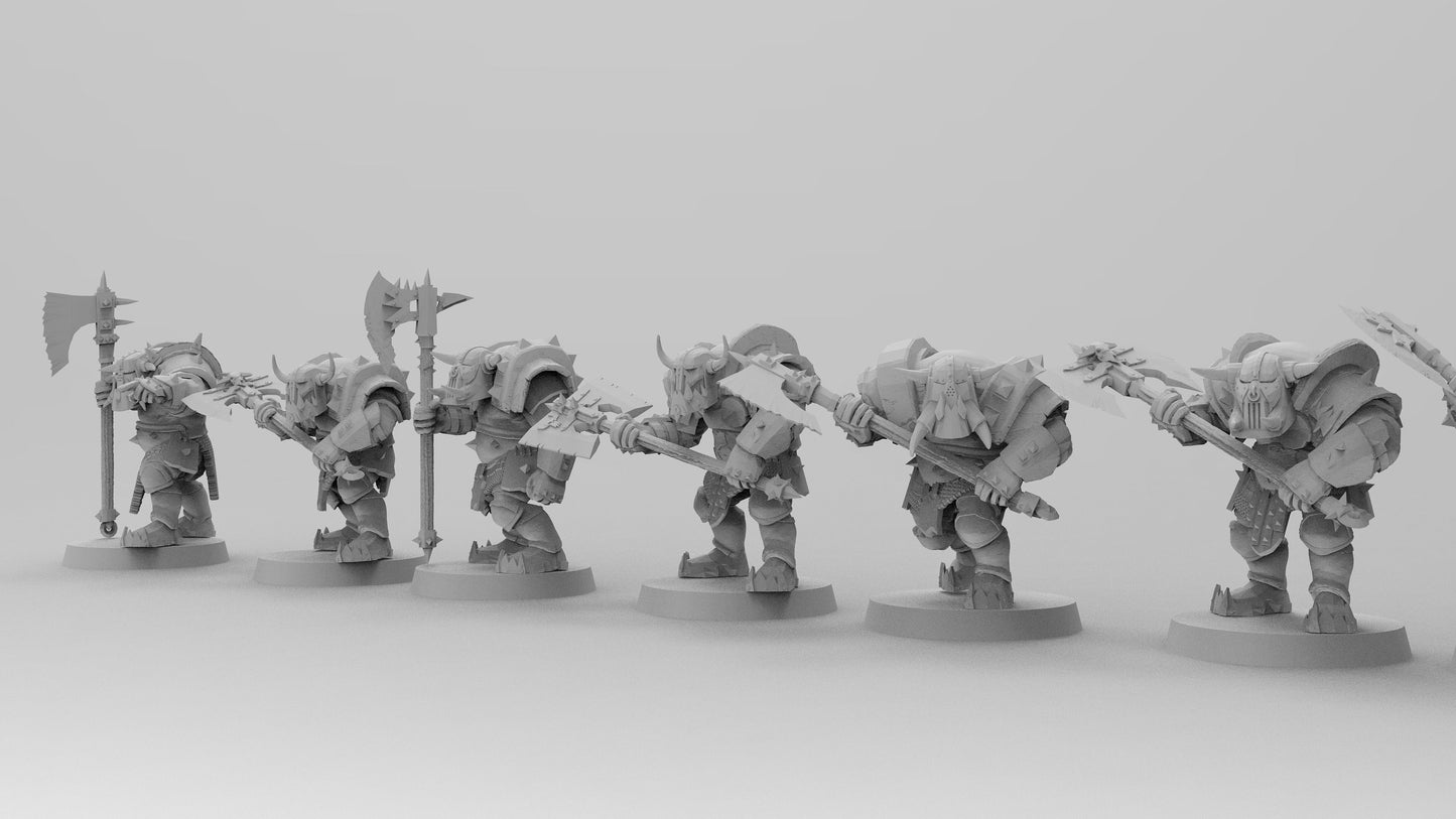 Black-Armored Orcs - Great Axes | Gitz and Gobbos | Resin 3D Printed Miniatures | EmanG | Table Top Gaming | RPG | D&D | Pathfinder